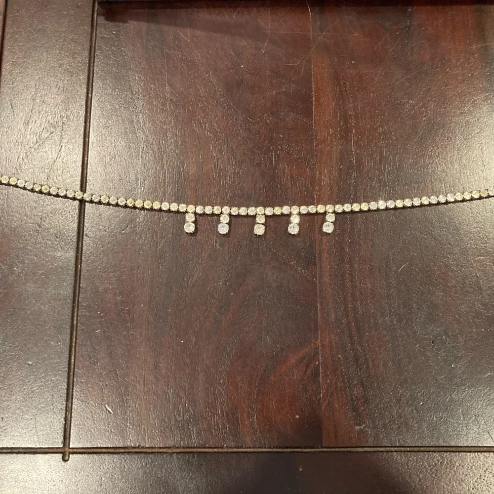 Rhinestone Silver Necklace - Picture 3 of 3